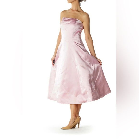 Ralph Lauren Collection Purple Label Silk Midi Dress Pink 1999 90s Strapless - Picture 2 of 16